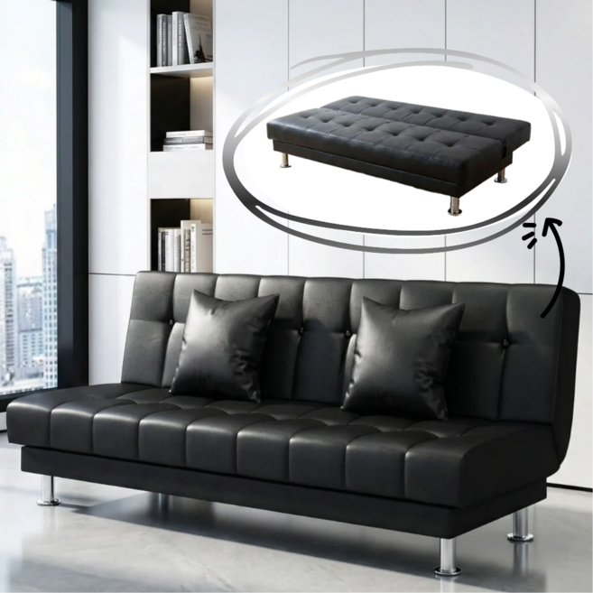 바른가구 소파베드 접이식 3인용 가죽 사무실 소파 대표실 상담실 회의실, 그레이 150cm