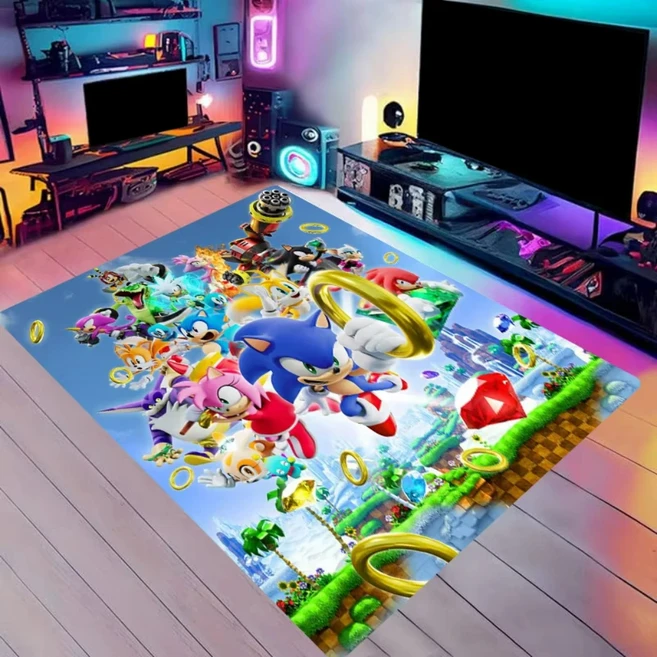 MINISO Anime S-Sonic-c 테마 미끄럼 방지 러그 침실 거실 용 세련된 카펫 십대 놀이 공간 편안한 바닥 매