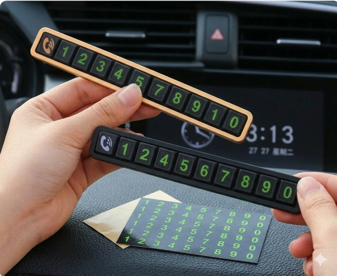 감사가 넘치는 심플쌔끈 야광 주차 번호판, 1개, 블랙