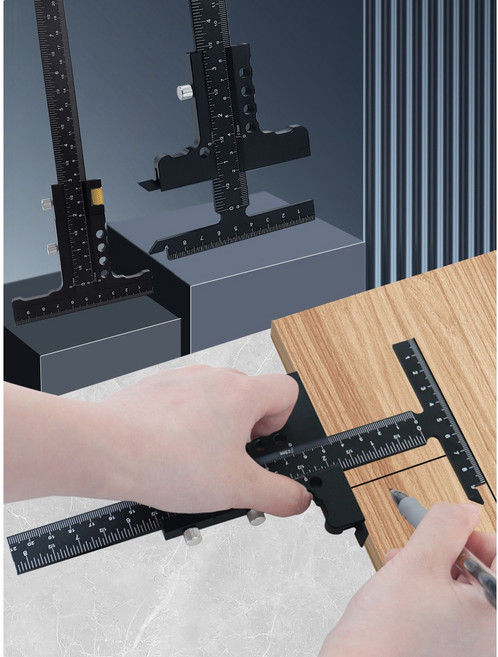 다기능 목공자 마킹 슬라이딩 캘리퍼 캘리퍼스 T 미세조정가능 눈금자, 1개