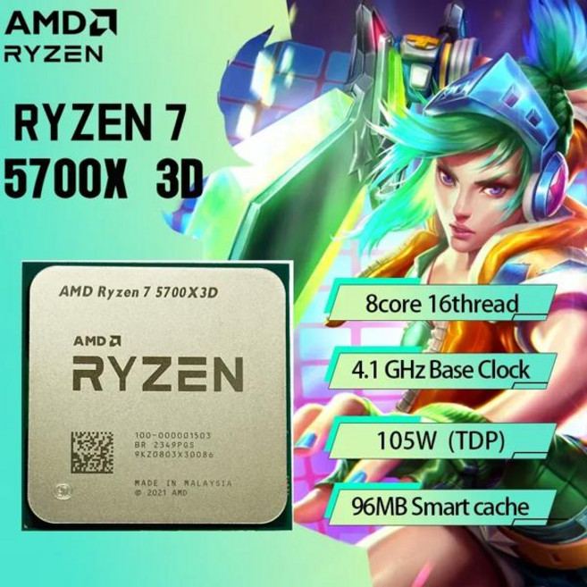 Ryzen호환7 5700X3D R7 4.1 GHz 8 코어 16 스레드 CPU 7NM L3 96M 100 000001503 소켓 AM4 냉각팬 없음 새제품