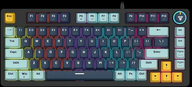 FANTECH ATOM81 75% 機械式鍵盤 MK875 可換軸體 RGB燈光, 海軍藍-紅軸