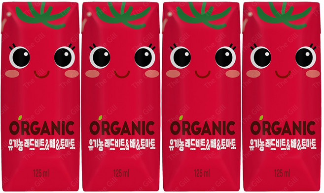롯데칠성음료 크니쁘니 오가닉 레드비트 & 배 & 토마토 야채혼합주스 125ml, 레드비트&배&토마토, 4개