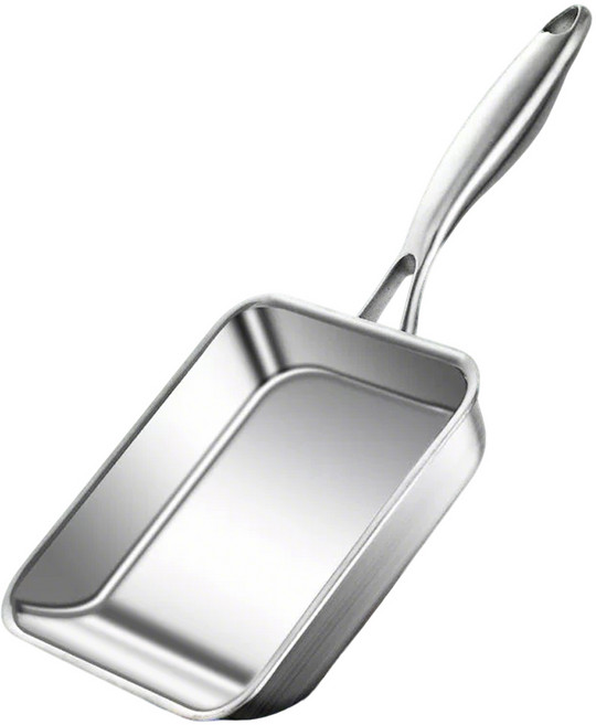 NUTRIVIO 계란말이후라이팬 무코팅 건강안전 316 스텐 프라이팬 주방 사각 계란말이팬, 1개, 19cm