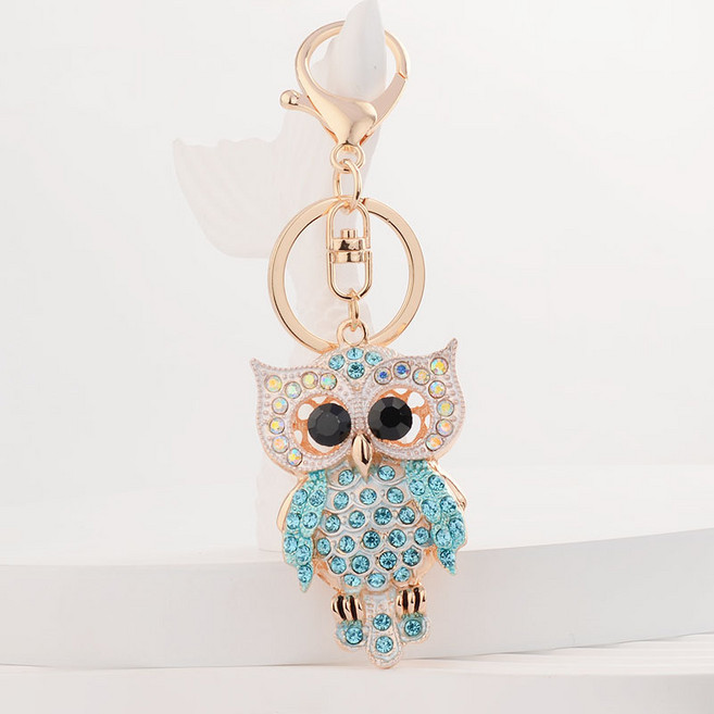 풍수 부엉이 키링 키홀더 큐빅 행운부엉이 행운 열쇠고리 풍수소품 선물 재물, 1개, 스카이