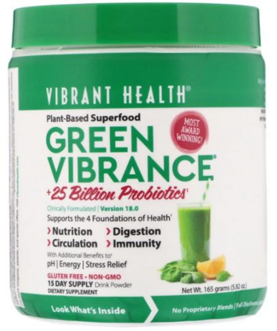 Vibrant Health 바이브랜트헬스 그린 비브란스+프로바이오틱스, 1개, 165g - 쿠팡