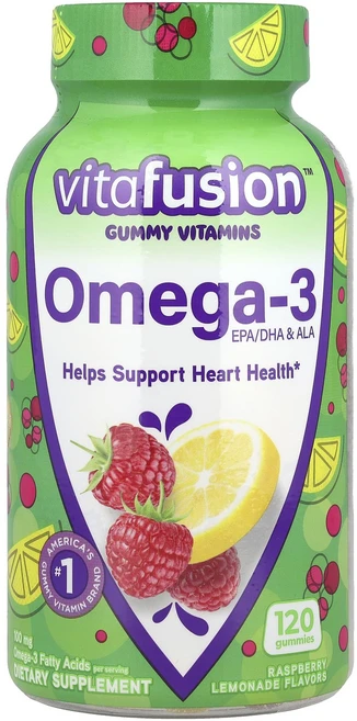 건강챙기세요 VitaFusion 오메가3 EPA/DHA & ALA 라즈베리 레모네이드 맛 구미젤리 120개 백살까지오래오래, VitaFusion오메가3EPADHAALA라즈베리레모네, 1개 - 쿠팡