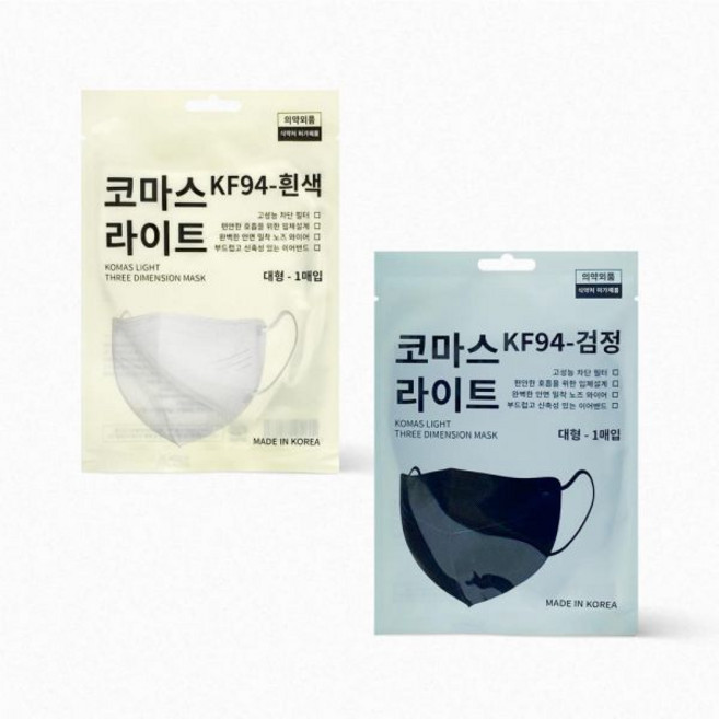 코마스 라이트 마스크 KF94 대형 노즈와이어1매 x50개, 검은색 (1매) 50개, 50개