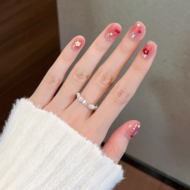 FAINAL SENSE 착용형 인조네일 고급스러운 착용형 인조네일 네일팁 가죽 네일, 1개, SG852-M