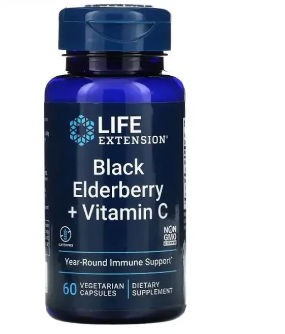 라이프익스텐션 Black 엘더베리 Elderberry 비타민 Vitamin C 60정 비건, 1개 - 쿠팡