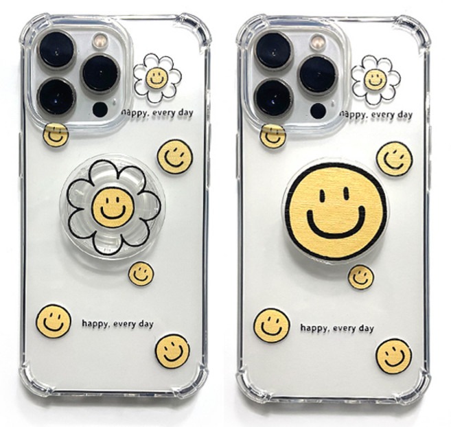 btg 스마일 앤 플라워 스마일톡 방탄젤리 핸드폰 케이스 삼성 갤럭시 핸드폰 커버