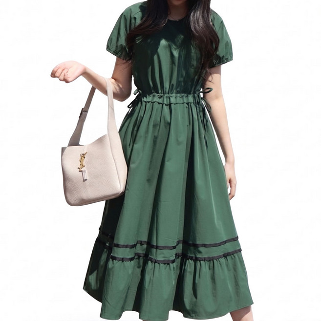 메리앤유 더블셔링 두줄포인트 스판소재 반팔 여름원피스