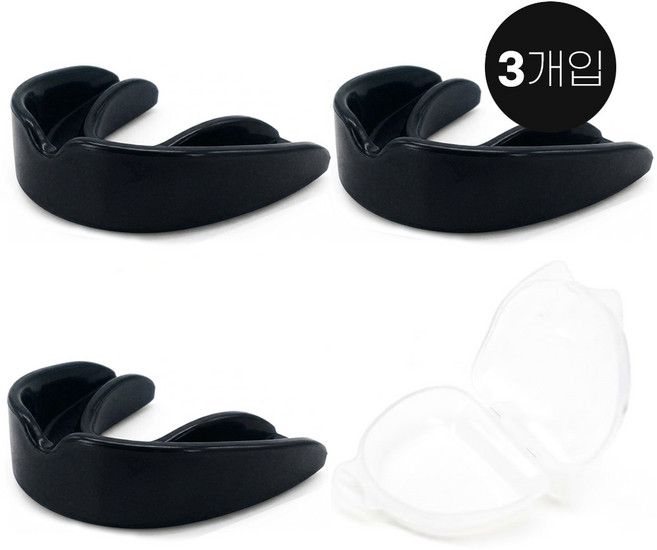 세이프가드 복싱 아동용 마우스피스 3개입 케이스포함, 블랙, 3개