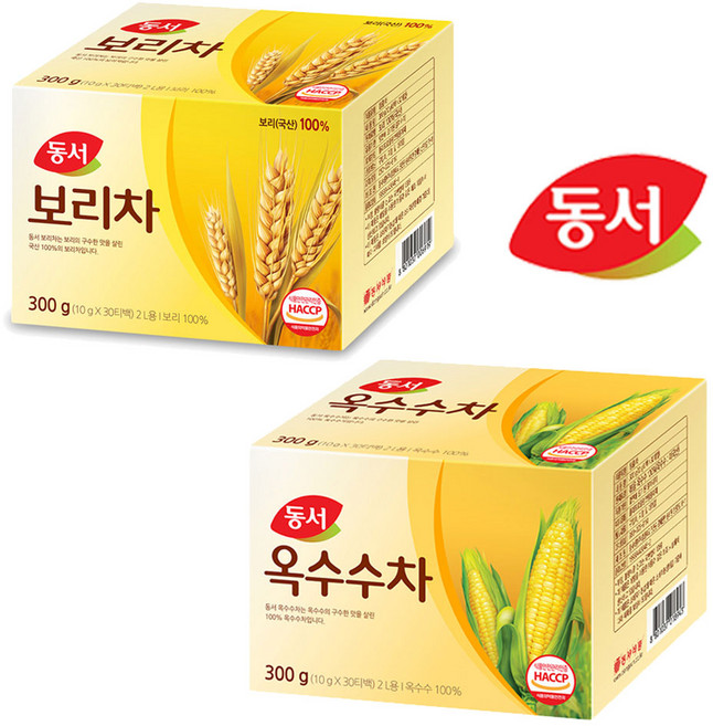 [제이원마켓] 동서 옥수수차300g + 동서 보리차300g 티백 세트구성, 300g, 10g