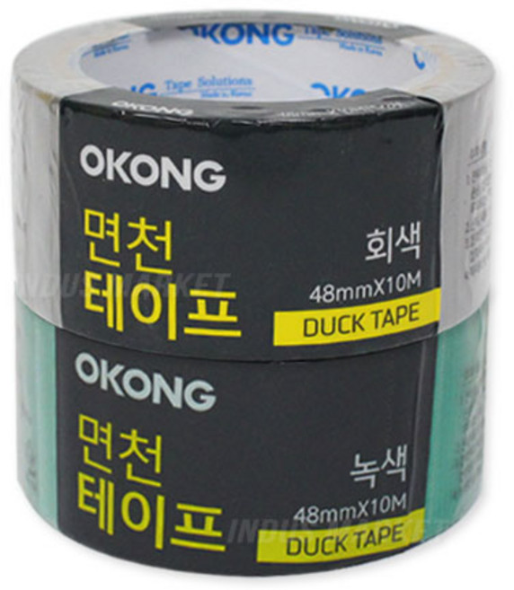 오공 면천 테이프 회색/녹색 48mm 포장 박스테이프, 녹색, 1개