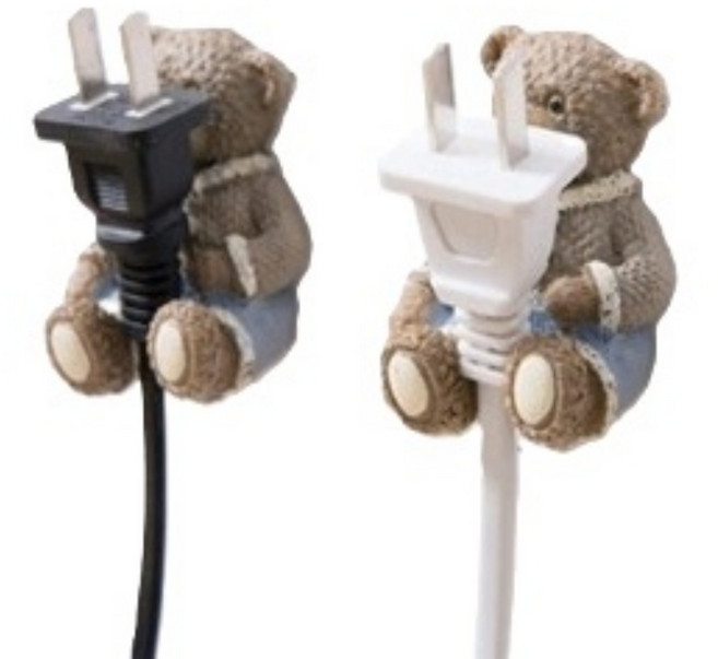 우주하이 곰돌이 콘센트 전선정리 후크 전기선고정 부착식걸이, 여아 브라운, 1개