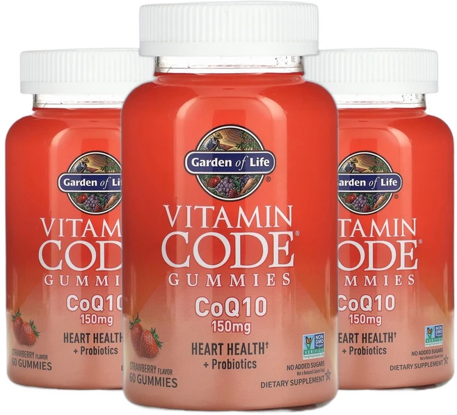 가든오브라이프 Vitamin Code 코큐텐 CoQ10 딸기 맛 구미젤리 60개 2+1, 3개, 60정 - 쿠팡