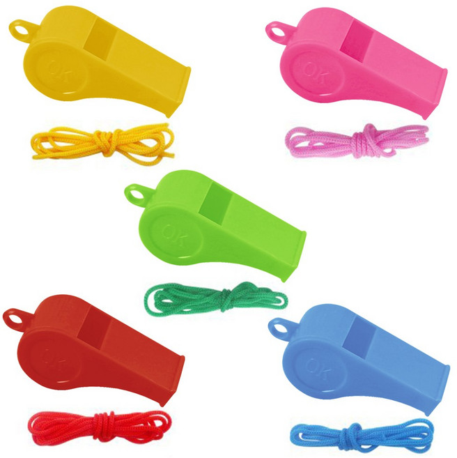 칼라 호루라기 2호 줄 포함 색상혼합, 100개