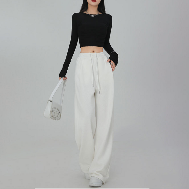 Caramella 여성 앞주름 밴딩 트레이닝팬츠