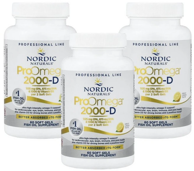 노르딕 내추럴스 프로오메가 2000-D 레몬 1250mg, 60정, 3개 - 쿠팡