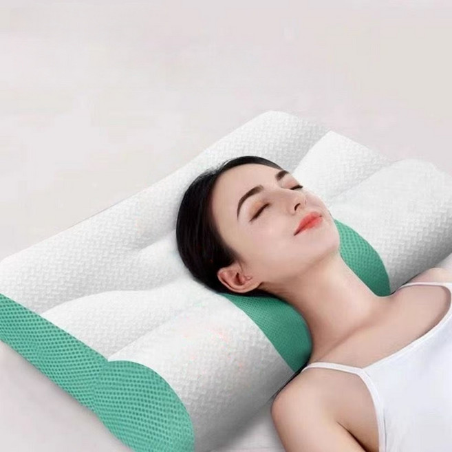메모리폼 경추베개 인체공학 목디스크베개 편안함 목 지지 무압박감, 1개, 그린