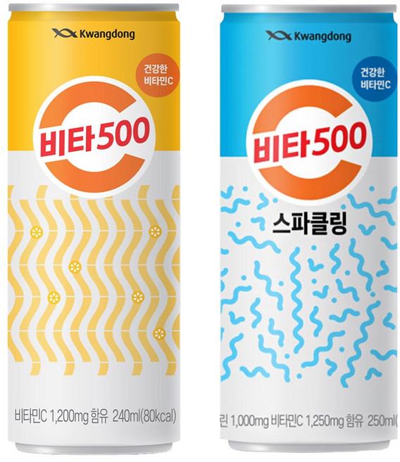 광동제약 비타500캔 240ml 1개+비타500스파클링 250ml 1개, 1세트, 490ml