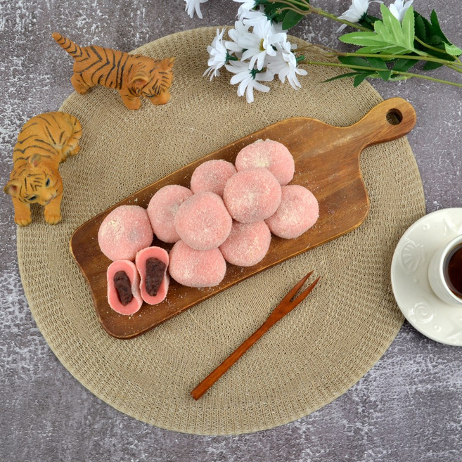 통팥앙금 옛날 찹쌀떡 딸기맛 50g 80개입 개별포장 대량묶음, 80개