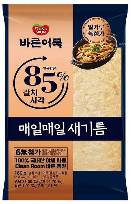 동원 바른어묵 85% 갈치사각, 180g, 10개