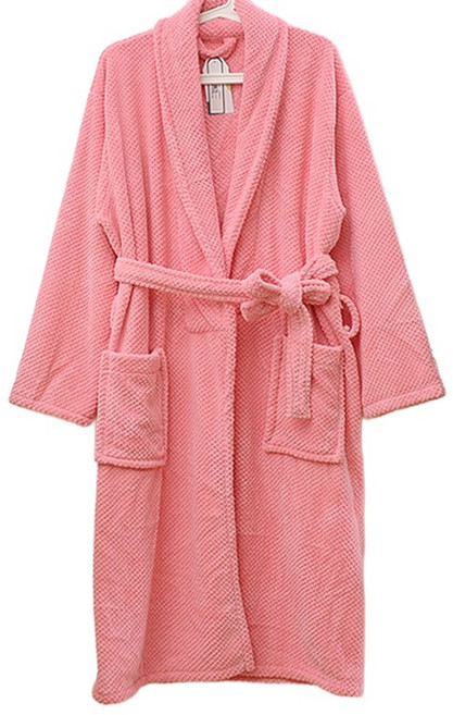 웨일릿 파인애플 격자 극세사 샤워가운 남녀공용 로브형 목욕가운, 1개, 라일락무드