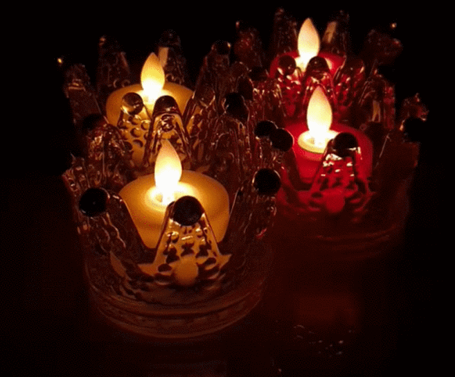 하주글로벌 LED양초 흔들리는 촛불 티라이트 전자초 캔들홀더 카페용 크리스마스 인테리어 소품, 골드 캔들 홀더