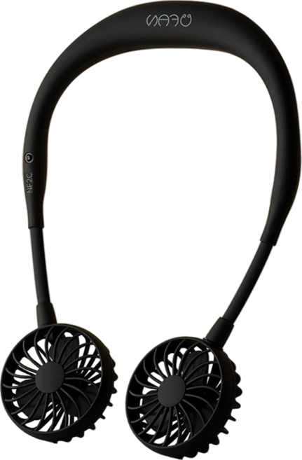 블루아이디 캠핑 목선풍기 저소음 넥풍기 휴대용 넥밴드 선풍기 BI-NF2, 블랙, BI-NF2B