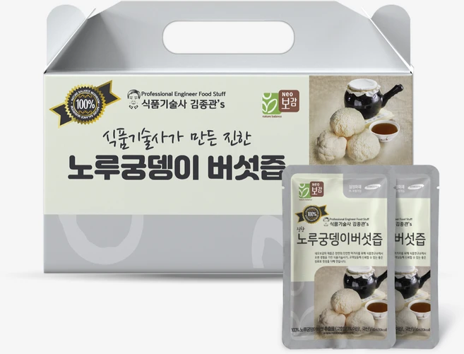 네오보감 식품기술사 김종관's 함량 높은 진한 노루궁뎅이버섯즙, 30개, 80ml - 쿠팡