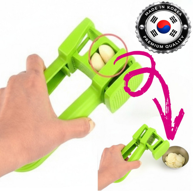[한손 쓱] 릴플로 편 마늘 슬라이서 다지기 수동, 1개, 색싹 그린