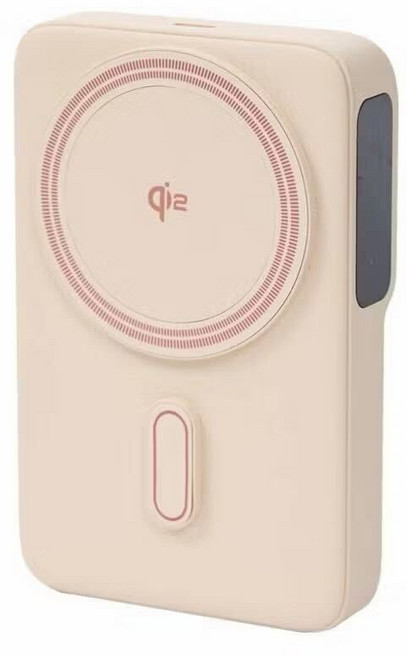 LaPO 磁吸無線充電行動電源 Qi2 15W 支援 USB-C 與 Lightning 接頭, 奶茶色, LPB-Qi20CL