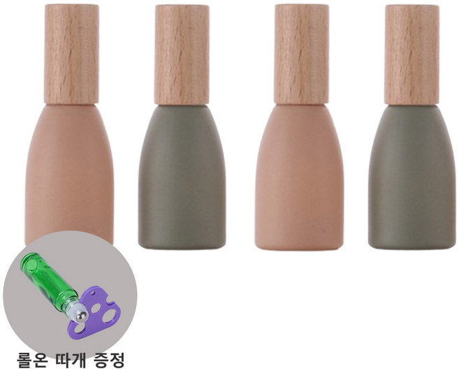 리플랜샵 비비드 우드캡 12ml 공병 롤온 향수 오일 에센스 공병 4종세트 + 롤온따개 포함, 1개, 너도밤나무-혼합4종