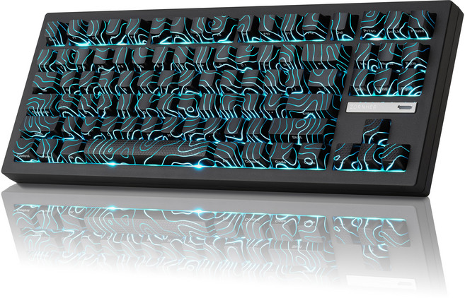 ZORNHER zh870 백라이트 기계식 키보드 무선 게이밍 키보드 3가지 모드 키보드 핫스왑 키보드 선물용 옵션, Black Topographic, 독자규격 스위치