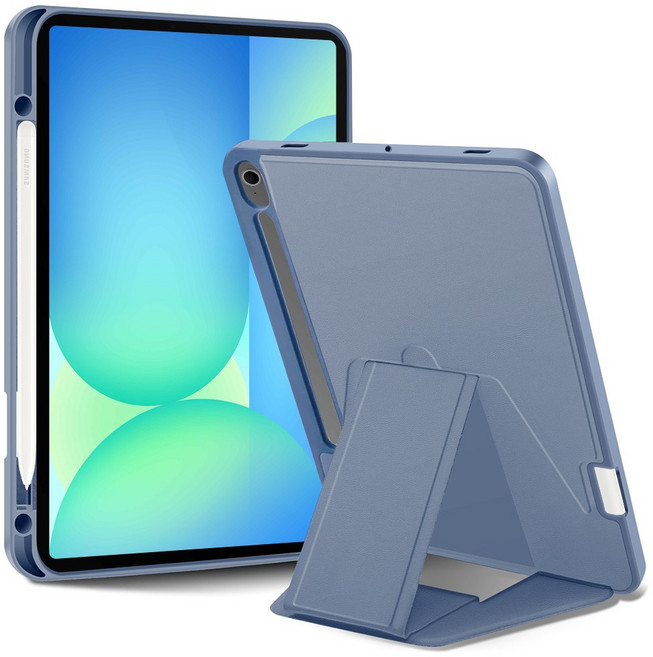 더조은셀러 갤럭시탭 호환 스탠드 업 가로 세로 거치 펜수납 케이스, 스톤블루
