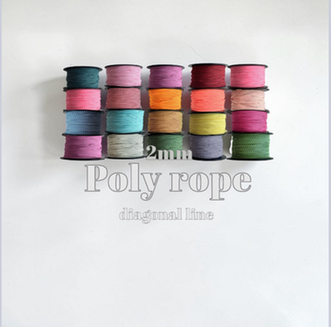 사선폴리끈 2mm 22color 100yd 90m (1롤) 국내생산 매듭실 폴리끈, 15.레드화이트, 1개