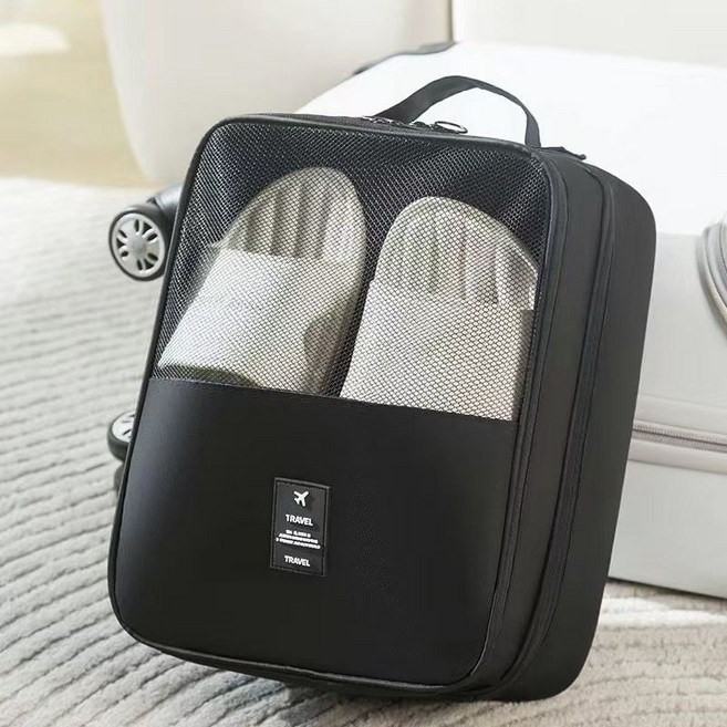 鞋子收納袋 旅行鞋袋 防水鞋袋 手提鞋袋 鞋包 可裝3雙, 黑色【可裝3雙鞋】, 1個