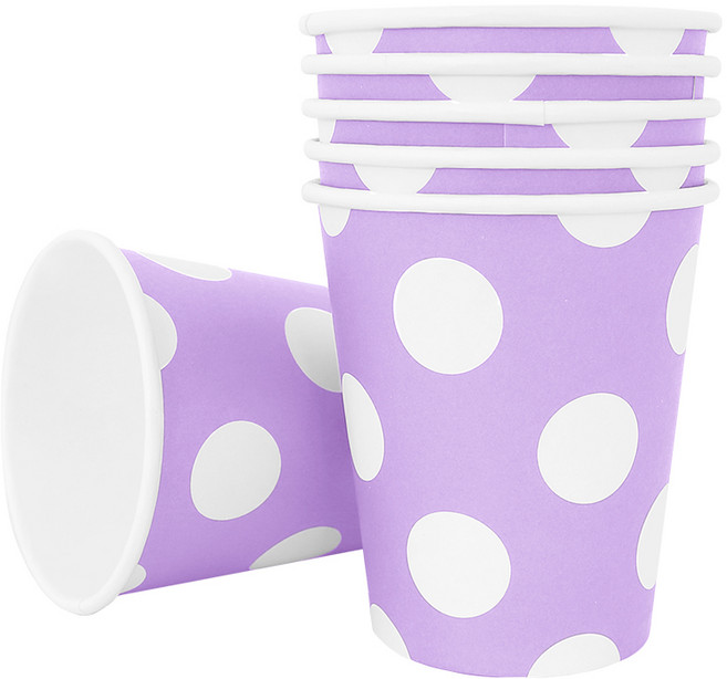 파티용 종이컵 도트라일락 6개 생일 일회용, 단품, 단품