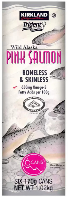 6캔입 코스트코 커클랜드 와일드 알래스카 핑크 살몬 연어 통조림 Kirkland Signature Wild Alaskan Pink Salmon 6 x 170g, 1.02kg, 1개
