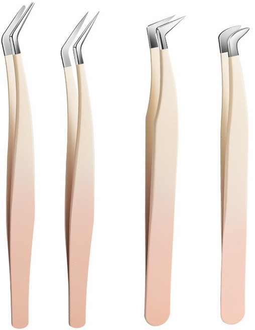 LANFO 속눈썹 집게 정밀 속눈썹 핀셋, 4개, 122-132mm
