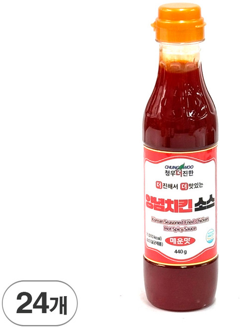 청우 더진한 양념치킨 매운맛소스 업소용 치킨 소스 440g, 24개
