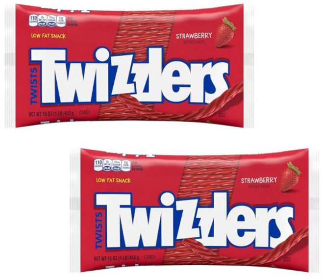 Twizzlers 감초 사탕 캔디 트위즐러스 트위스트 2개 묶음16온스 백 딸기 맛의 친구와 가족과 함께 나누기 완벽함 이동 중 간식으로 훌륭함