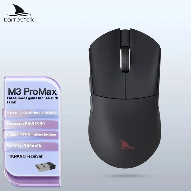 Darmoshark M3 PRO MAX 무선 블루투스 게이밍 마우스 PAW3950 30000DPI 인체공학적 광학 컴퓨터 노트북 4K, 02 M3 ProMax-Black