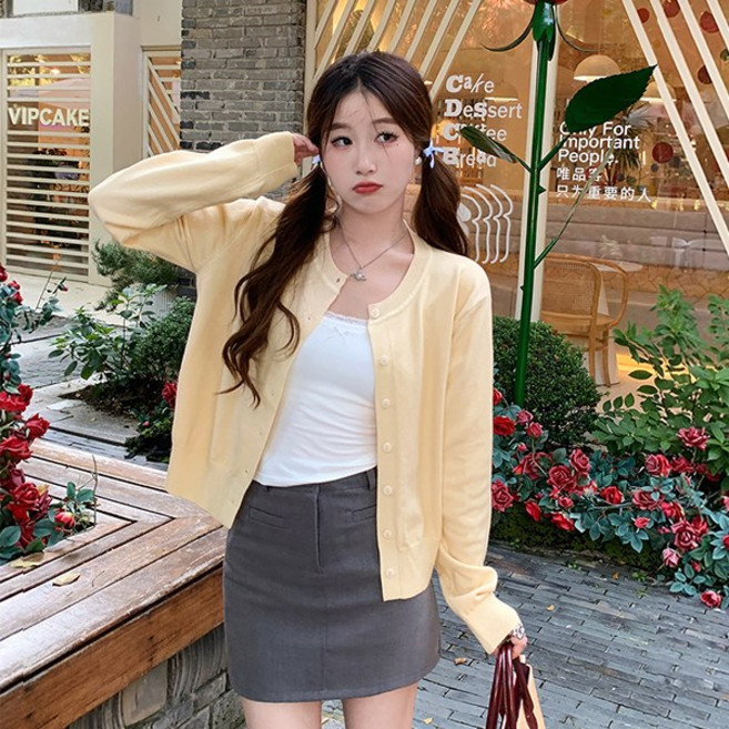 [시즌오프특가] 제이로그 베이직 니트 라운드넥 가디건 유어즈