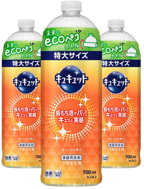 큐큣토 주방세제 오렌지향 리필용, 3개, 700ml