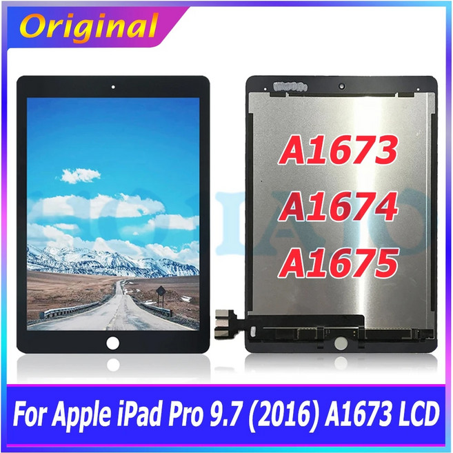 태블릿 PC 탭 패드 수리 부품 LCD 디스플레이 화면 애플 호환 아이패드 프로 9.7 A1673 A1674 A1675 터치 스크린 디지타이저 센서 패널 교체 100% 테스트 완료, WhiteWhite, 한개옵션1