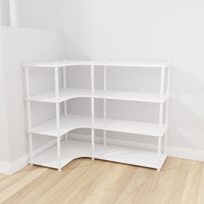 상도가구 그로잉 팬트리 코너 선반 수납장 거실장, 4단, 화이트