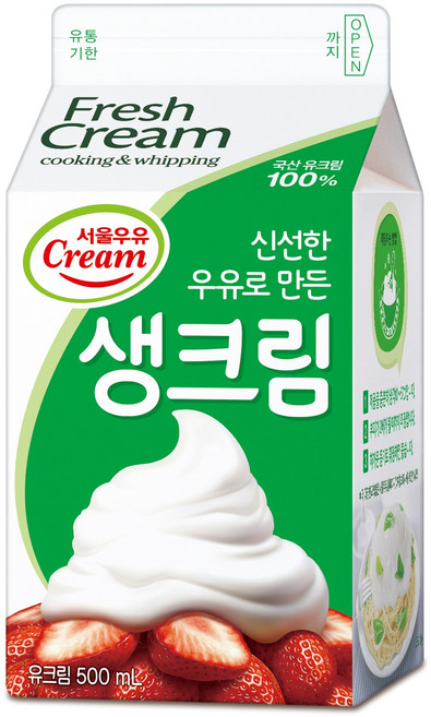 서울우유 동물성 생크림 500g, 500ml, 6개
